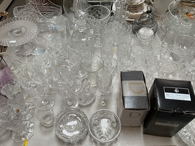 Lot 320 - Group of glassware including decanters, Royal Doulton vase in box, other vases etc