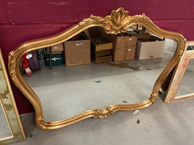 Lot 331 - Gilt framed over mantel wall mirror, together with four other wall mirrors (5)