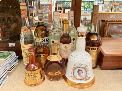 Lot 357 - Group of alcohol including Dimple and Bells whisky, Bacardi, cognac etc (10 bottles)