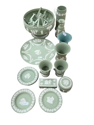 Lot 501 - Group of Wedgwood green Jasperware items