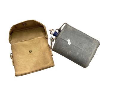 Lot 507 - Second World War military issue binocular case with later binoculars and a military water bottle (2).