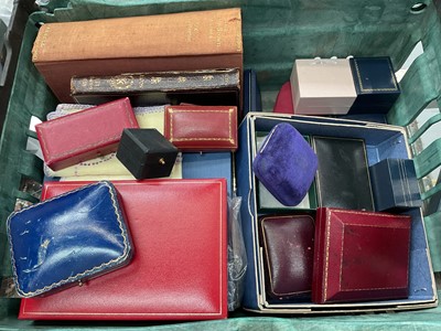 Lot 379 - Collection of empty jewellery boxes together with two old books