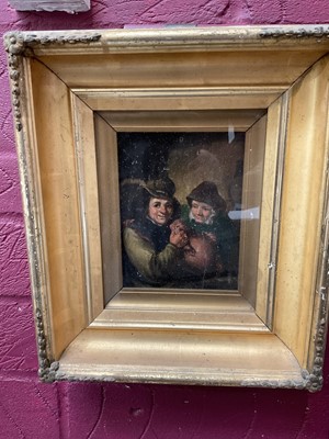 Lot 170 - Flemish School, 19th century or earlier oil on panel, tavern scene, 18 x 15cm, glazed frame