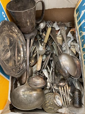 Lot 347 - Group of silver plated flatware, other items and some silver handled butter knives
