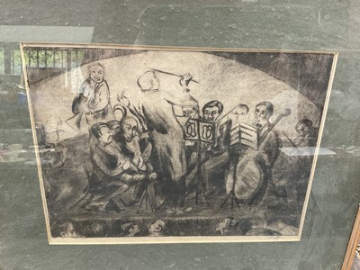 Lot 181 - Claire Winsten (1894-1989) Etching, musical ensemble, 20 x 28cm, glazed frame