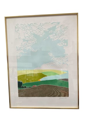 Lot 194 - Barbara Newcomb (1936-2020) pair of collographs with embossing, titled, signed and dated, images 61 x 41cm, glazed frames