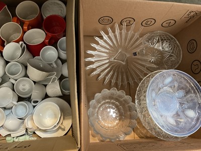 Lot 755 - Jobling style opalescent glass pine cone dish, other glass and various teawares