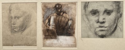 Lot 191 - Modern British School three portraits, framed as one, glazed frame (36cm x 52cm overall)