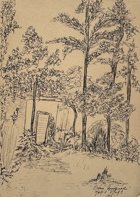 Lot 40 - Maria Pilar, four pen and ink sketches, signed, titled and dated, 24cm x 16cm, glazed frames (4)
