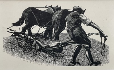 Lot 51 - Clare Leighton (1898-1989) lithograph, Turning the Plough, from Farm Work (1937), 8cm x 13cm, framed