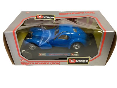 Lot 1844 - Burago 1:24 scale diecast cars including Bugatti Atlantic (1933) No.0503, Jaguar XX 120 Roadster (1948) No.1502, Mercedes Benz SSK (1928) No.1509 & Citroen 15 CV TA (1938) No.1501, plus oth...