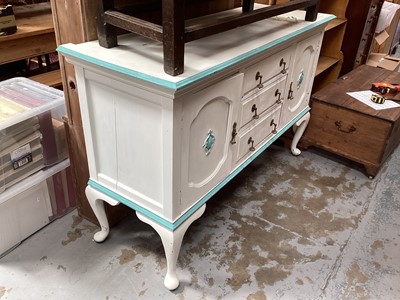 Lot 1201 - 1920's painted sideboard on cabriole legs, 151cm wide, 51.5cm deep, 95.5cm high