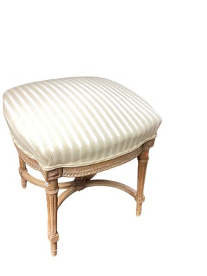 Lot 1370 - French style limed dressing stool on carved and fluted frame with upholstered seat