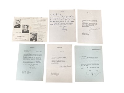 Lot 1211 - Signature letters from Noel Coward, John Gielgud, Doris Day, Burl Ives, Harry Secombe together with various ephemera and sundries
