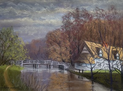 Lot 85 - Edmund Starling (20th Century, East Anglian) pastel - Constable Country, signed, 25cm x 34cm, glazed frame