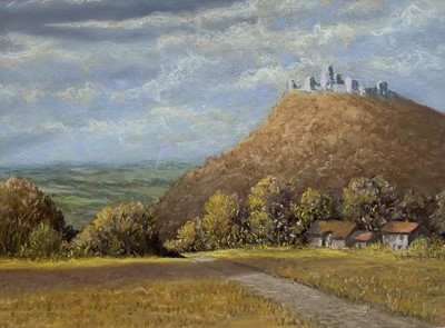 Lot 86 - Edmund Starling (20th Century, East Anglian) pastel - The Landmark, signed and dated '86, glazed frame