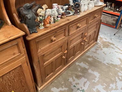 Lot 1214 - Victorian style pine two height dresser, 155.5cm wide, 45cm deep, 193cm high