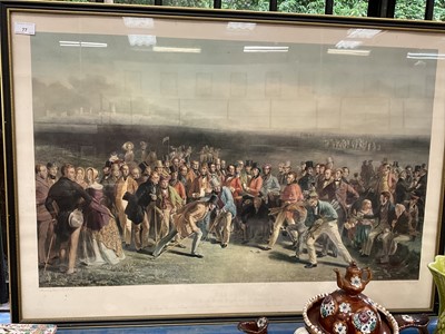 Lot 77 - Coloured engraving of golfers