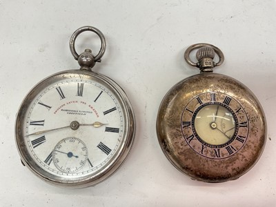 Lot 1074 - Silver cased pocket watch by Sambrookes Limited, Sheffield, together with a silver half hunter pocket watch (2)