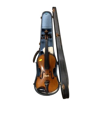 Lot 2234 - Antique violin in case with bow