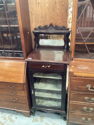 Lot 1225 - Edwardian mahogany music cabinet with raised bevelled mirror back, 57cm wide, 45.5cm deep, 149cm high