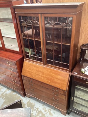 Lot 1226 - Edwardian mahogany two height bureau bookcase, 111cm wide, 48cm deep, 205cm high