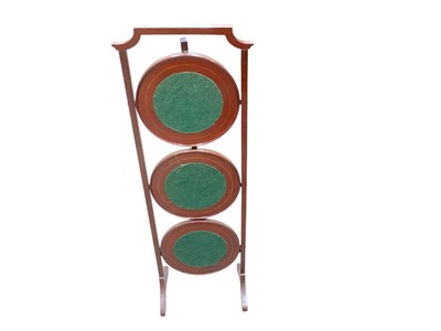 Lot 1243 - Edwardian inlaid mahogany three tier cake stand