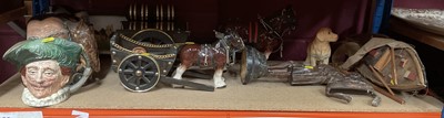 Lot 717 - Three character jugs, horse and cart and other sundry items