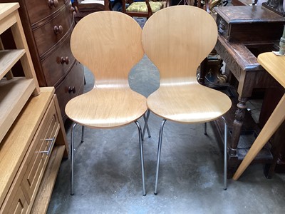 Lot 1256 - Set of four plywood chairs together with a similar table, 120cm x 80cm x 75.5cm high