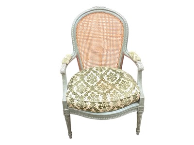 Lot 1258 - Louis XV style painted bergere Fauteuil chair