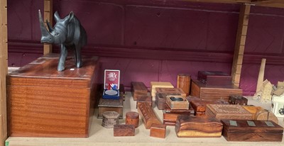 Lot 722 - Large quantity of wooden boxes ad a glass Olympic Medal