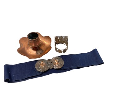Lot 740 - Military interest- four pieces made from copper, from Nelson's flagship Foudroyant , including unusual buckle