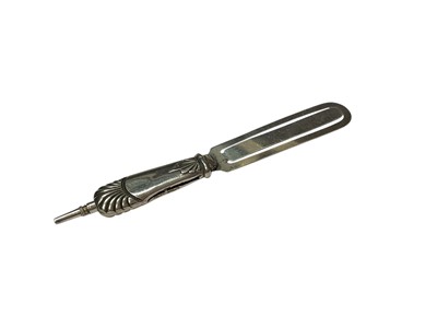 Lot 228 - Victorian silver combination bookmark/propelling pencil in the form of a butter knife (Birmingham 1887)