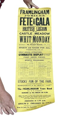 Lot 1264 - 1930's posters, local events including Framlingham, Sawtry, Barningham etc. (6)