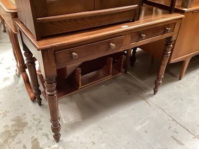 Lot 1269 - Victorian mahogany two drawer side table on turned legs, 104cm wide, 48cm deep, 71.5cm high