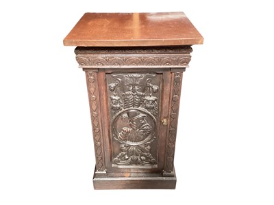 Lot 1276 - Antique carved oak pot cupboard, 45cm wide, 40.5cm deep, 77.5cm high