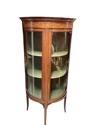 Lot 1282 - Good quality Edwardian inlaid mahogany bowfront display cabinet, 76cm wide, 38.5cm deep, 154.5cm high
