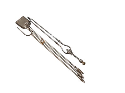 Lot 428 - Matched set of Georgian steel fire implements.