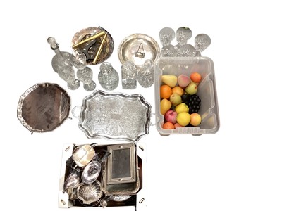 Lot 725 - Large quantity of silver plate and glassware including teapots, salvers and other sundry items