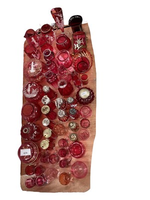 Lot 429 - Group of 19th century Cranberry glass items including some Mary Gregory pieces.