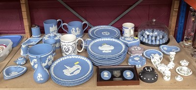 Lot 726 - Large quantity of Wedgwood blue Jasperware and miniature Wedgwood wild strawberry