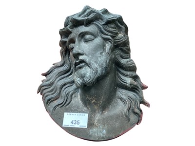 Lot 435 - Cast metal relief bust of Jesus Christ, 21.5cm