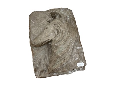 Lot 439 - Reconstituted stone relief wall plaque in the form of a collie.
