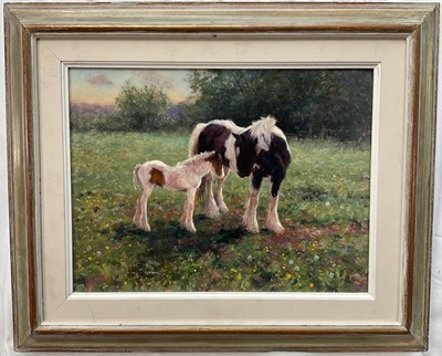 Lot 154 - Leslie Stones (contemporary) oil on canvas, 'Mother and daughter', 30cm x 40cm, framed