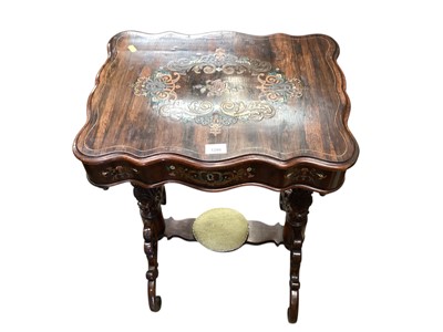 Lot 1286 - Nineteenth century rosewood sewing table with inlaid decoration, 52cm wide, 40cm deep, 76cm high