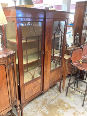 Lot 1291 - Early 20th century mahogany display cabinet, 110cm wide, 39.5cm deep, 172cm high