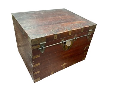 Lot 459 - Anglo Indian brass bound strong box.
