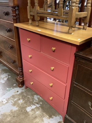 Lot 1304 - Painted light oak chest of drawers, 89cm wide, 51.5cm deep, 101cm high