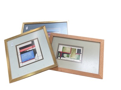Lot 471 - Group of three interesting mid 20th century abstract watercolours in glazed frames (3).