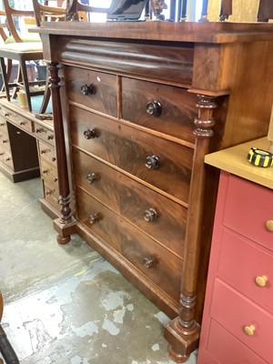 Lot 1306 - Victorian flame mahogany chest of drawers, 129cm wide, 59cm deep, 140cm high